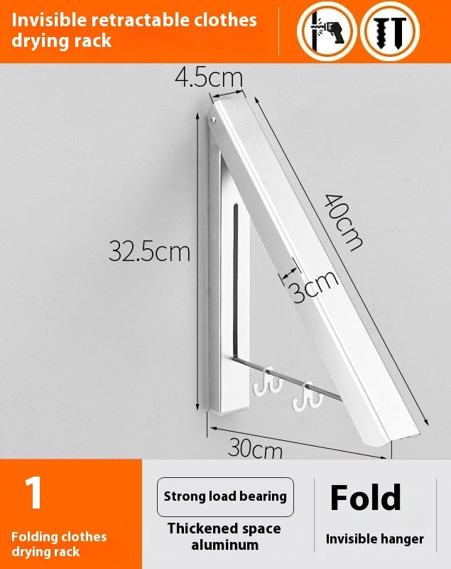 Foldable Punch-Free Wall Hanger – Space Aluminum Coat & Clothes Rack
